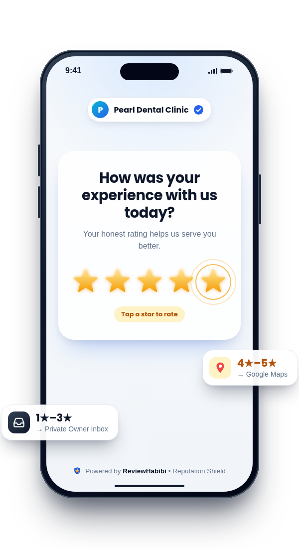 ReviewHabibi Mobile Review Gate Screen